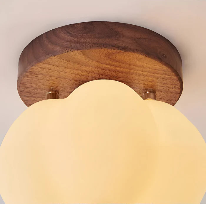 LumoPumpkin – Nordic Pumpkin Glass Ceiling Light with Wooden Base