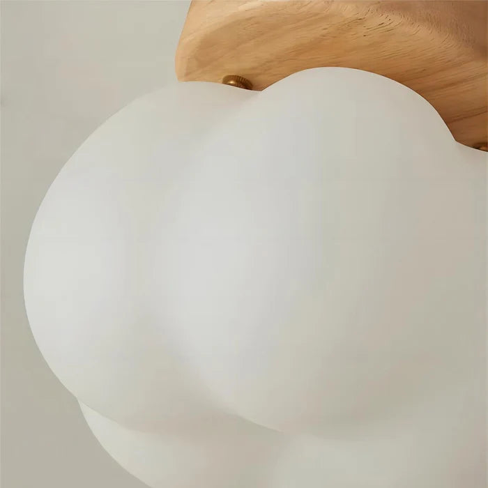 LumoPumpkin – Nordic Pumpkin Glass Ceiling Light with Wooden Base