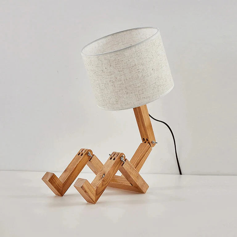 LumoLeg – Adjustable Wooden Desk Lamp with Fabric Shade