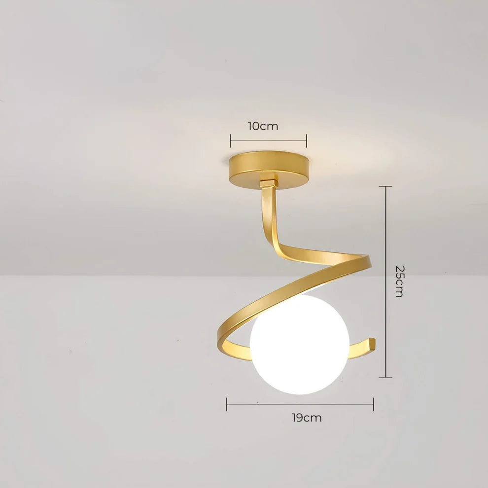 SpiraLux – Modern Spiral LED Ceiling Light with Glass Globe