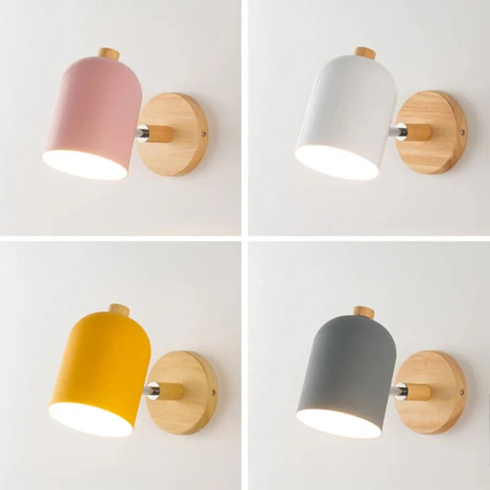 LumoWood – Nordic Wooden Wall Lamp with LED Shade