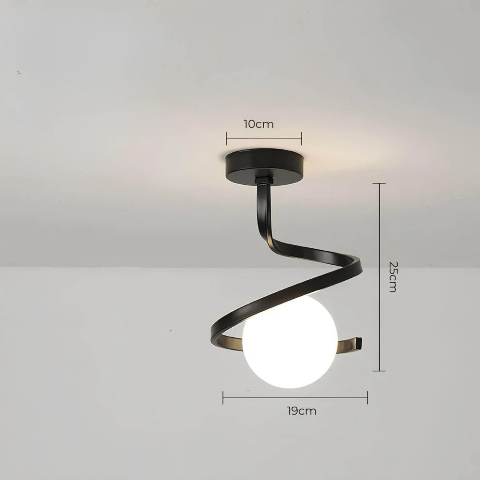 SpiraLux – Modern Spiral LED Ceiling Light with Glass Globe