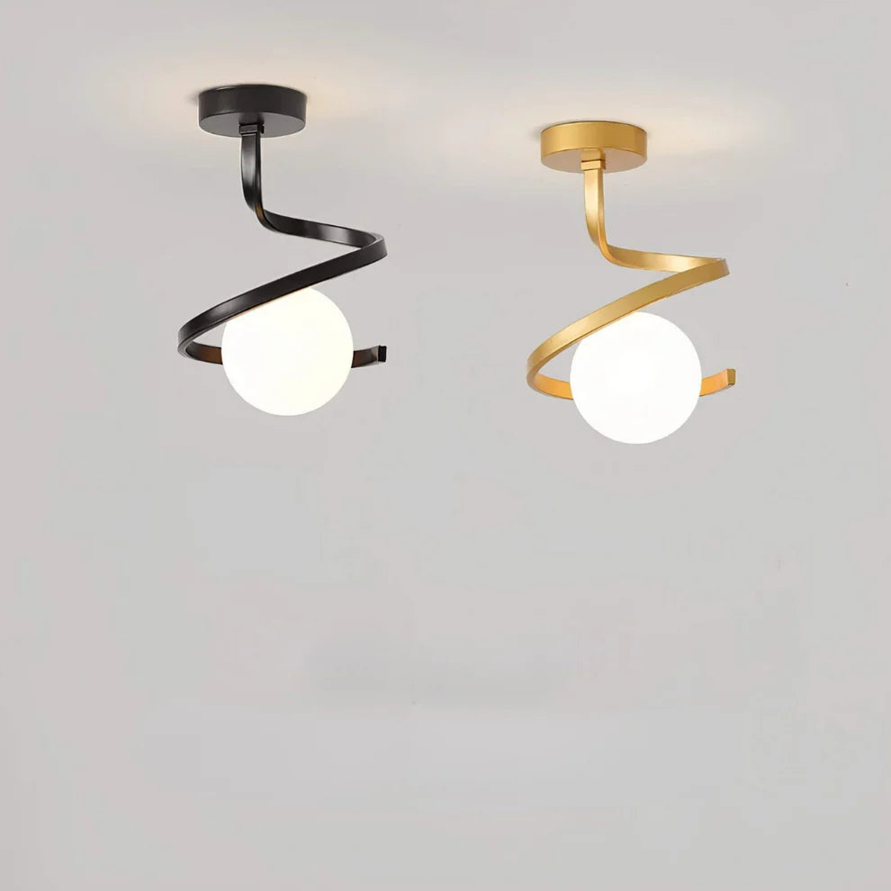 SpiraLux – Modern Spiral LED Ceiling Light with Glass Globe