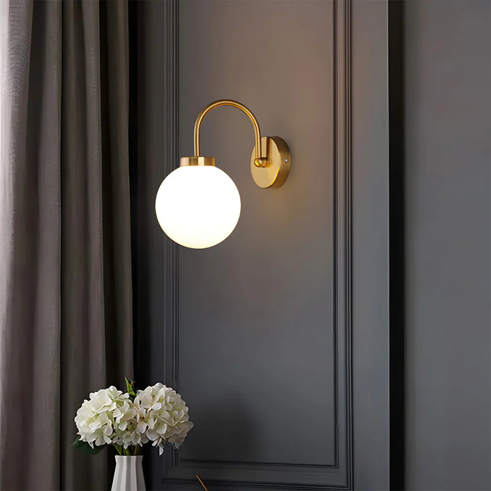 Aurevia – Modern Brass Globe Glass Wall Lamp