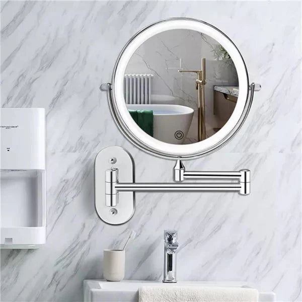 LumiView – Chrome Silver Rechargeable LED Magnifying Mirror Lamp
