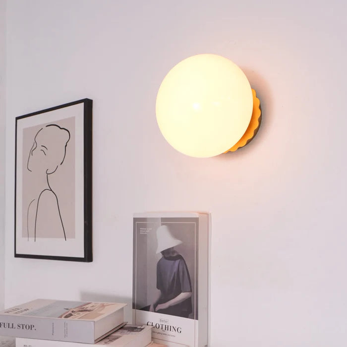 LumoPuff – Modern Glass Wall Lamp with Metal Base
