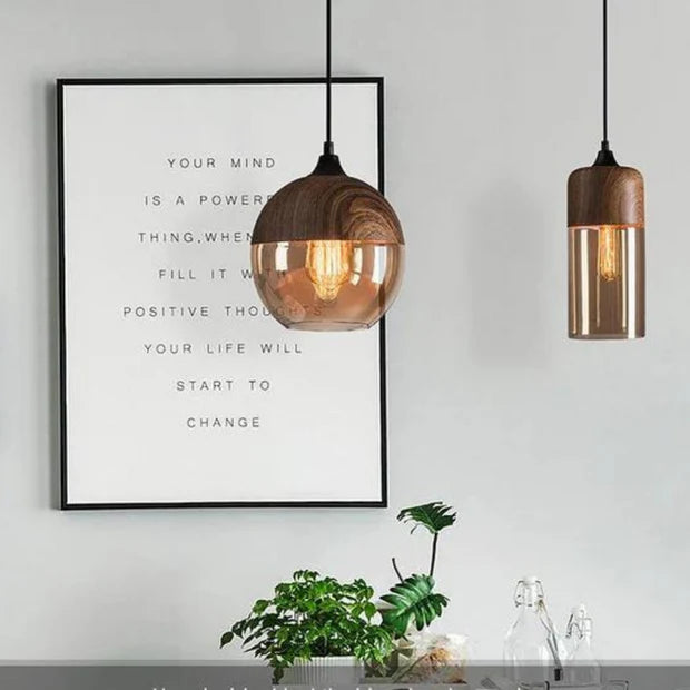 NordLuma – Scandinavian Wooden & Glass Pendant Light