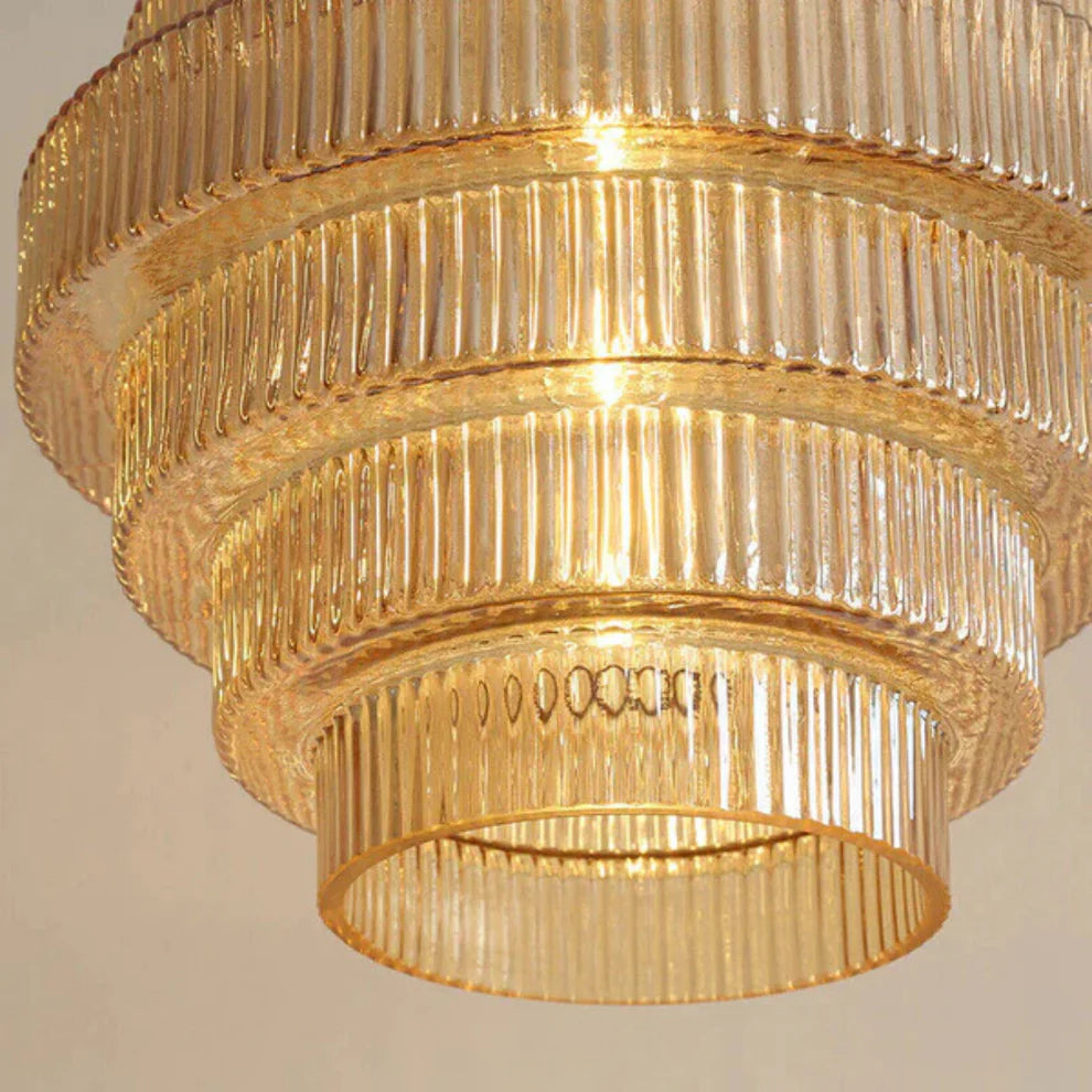 Aurivis – Retro Ribbed Glass & Brass Pendant Light