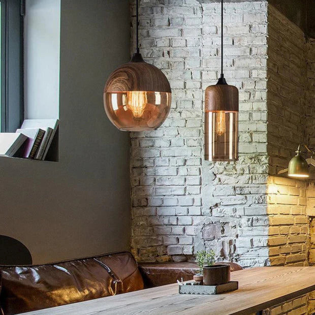 NordLuma – Scandinavian Wooden & Glass Pendant Light