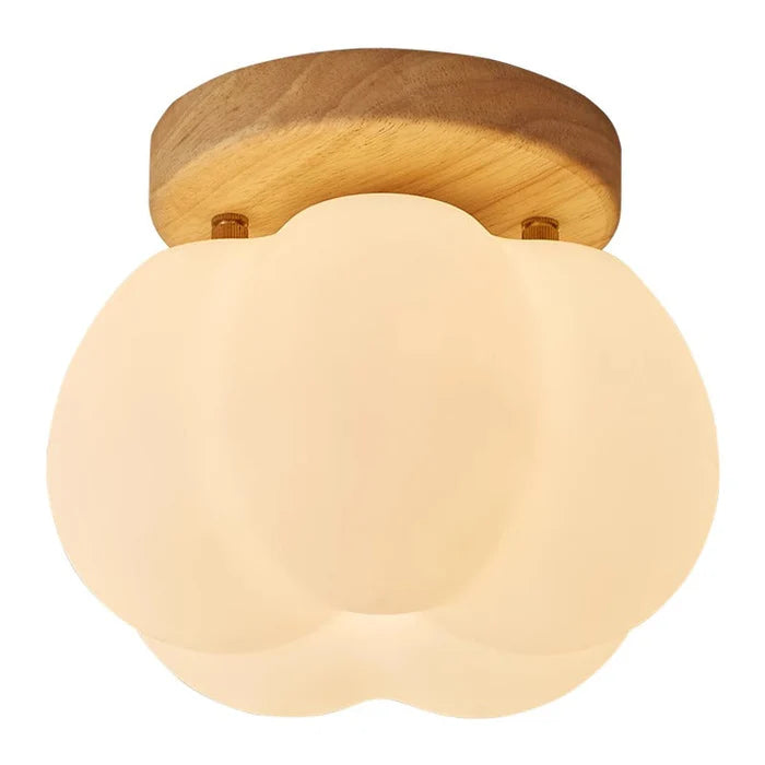LumoPumpkin – Nordic Pumpkin Glass Ceiling Light with Wooden Base