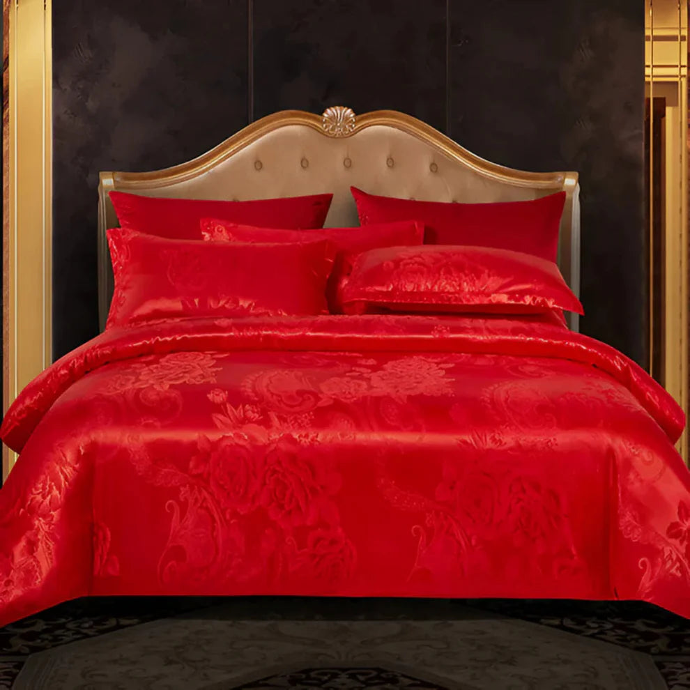 Velura – Luxury Satin Jacquard Bedding Set with Floral Pattern
