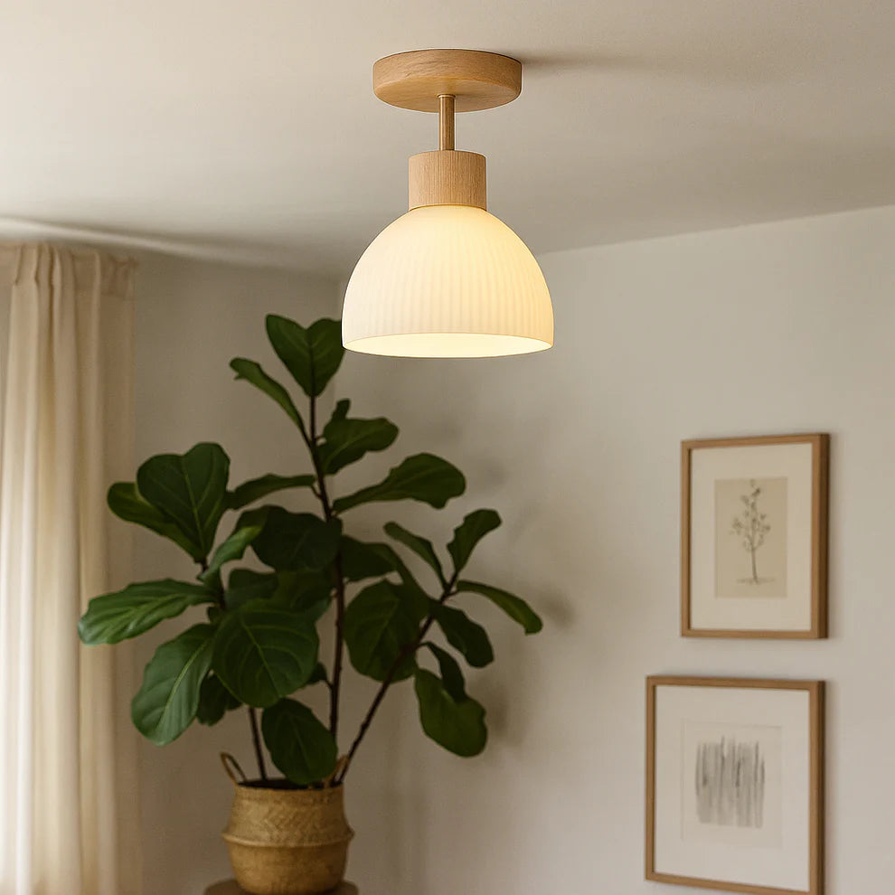 Nordiva – Nordic Wood & Glass Ceiling Light