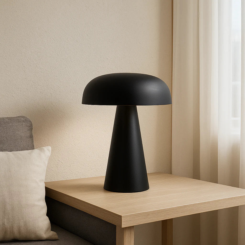 Aurelio – Modern Brushed Metal Mushroom Table Lamp