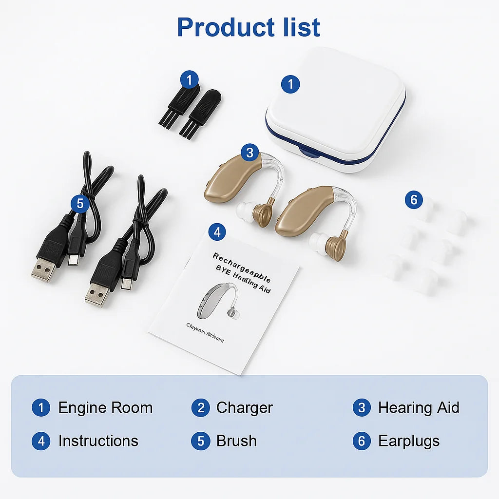 Rechargeable Hearing Aids with Noise Reduction & Long Battery - Bricodil BCD4729