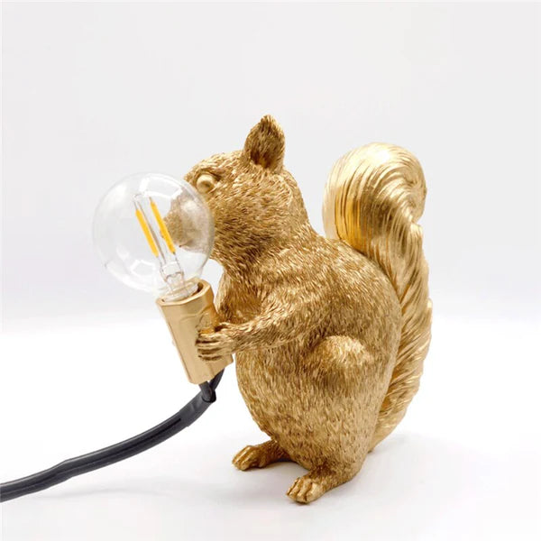 LumoSquirrel – Cute Resin LED Table Lamp for Kids Bedroom