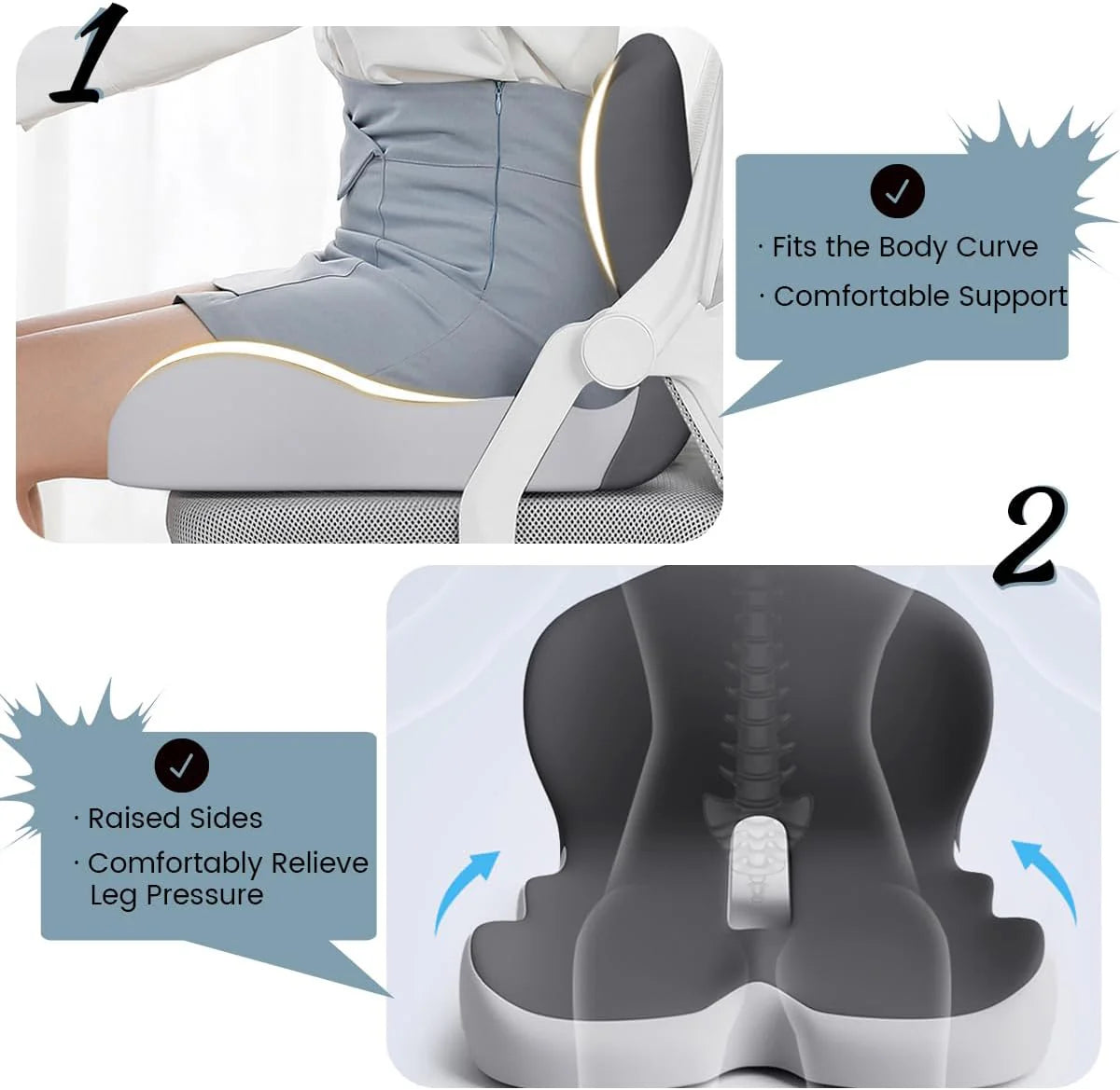 PosturaEase – Ergonomic Memory Foam Seat Cushion for Office, Car & Home