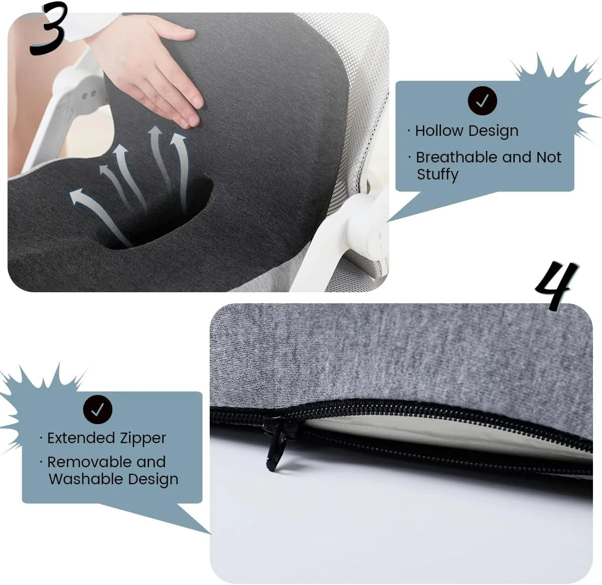 PosturaEase – Ergonomic Memory Foam Seat Cushion for Office, Car & Home