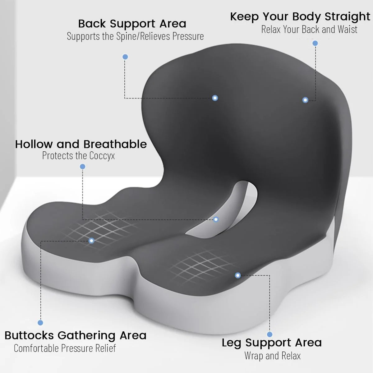 PosturaEase – Ergonomic Memory Foam Seat Cushion for Office, Car & Home