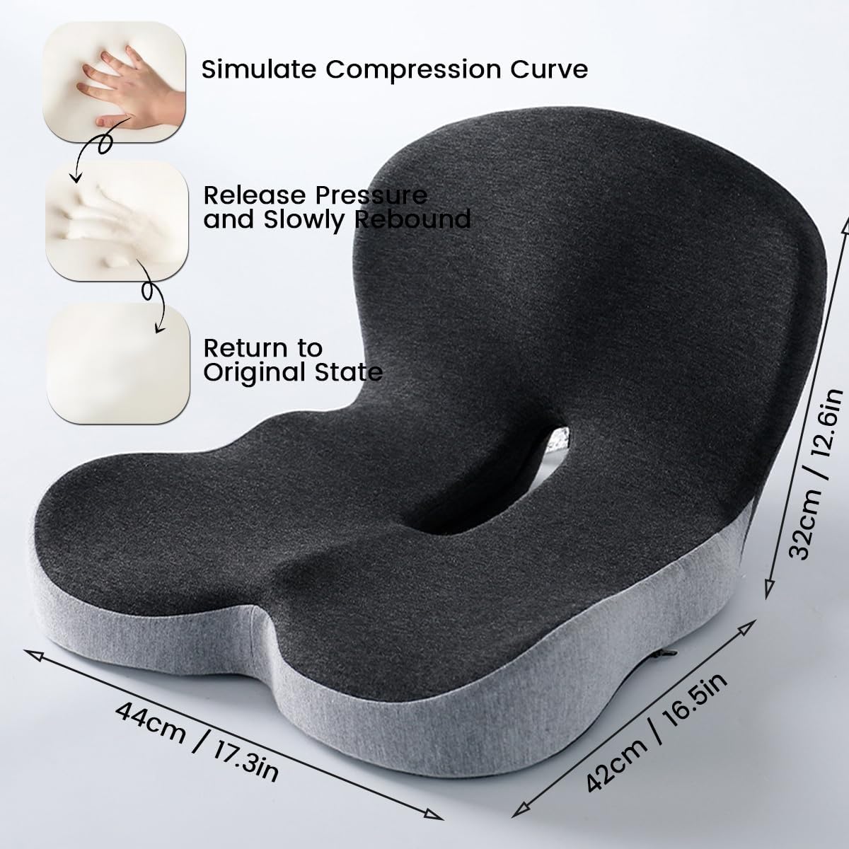 PosturaEase – Ergonomic Memory Foam Seat Cushion for Office, Car & Home