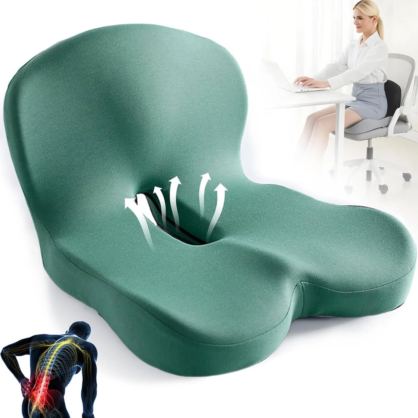 PosturaEase – Ergonomic Memory Foam Seat Cushion for Office, Car & Home