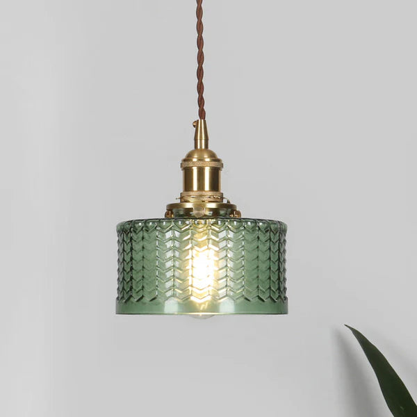 Prismora – Retro Glass Pendant Light with Brass Finish