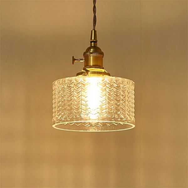 Prismora – Retro Glass Pendant Light with Brass Finish