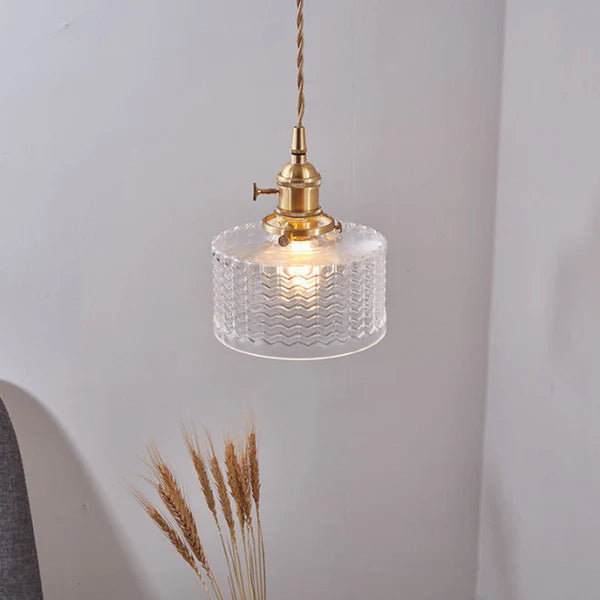 Prismora – Retro Glass Pendant Light with Brass Finish