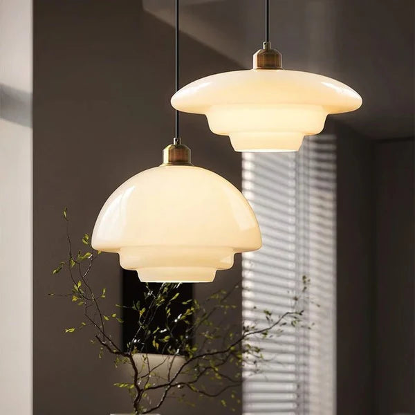Lunara Glow – Mid-Century Glass Pendant Light