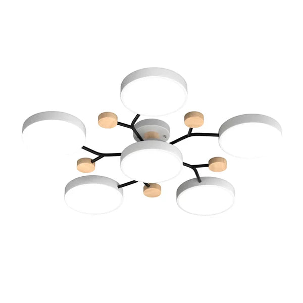 LumoSphere – Molecular LED Flush Mount Ceiling Light with Wood Accents