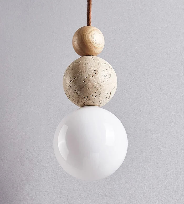 TerraGlow – Modern Travertine & Glass Pendant Lamp