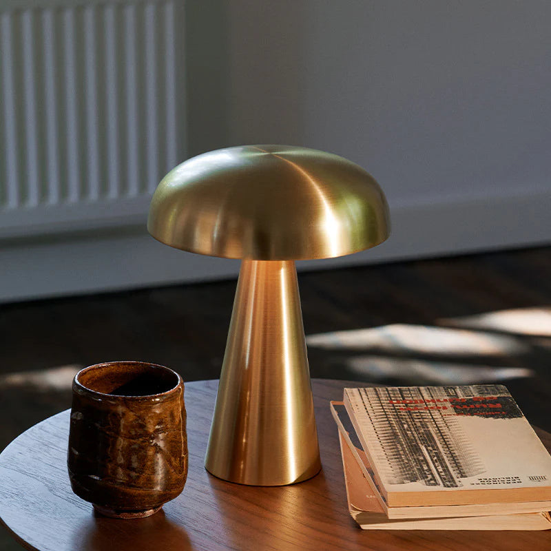Aurelio – Modern Brushed Metal Mushroom Table Lamp