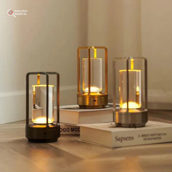 Lumora – Wireless Rechargeable LED Table Lamp with Glass & Metal Frame