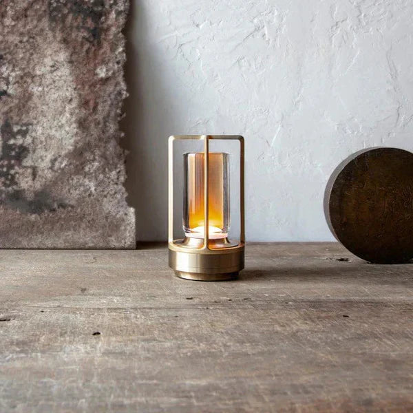 Lumora – Wireless Rechargeable LED Table Lamp with Glass & Metal Frame