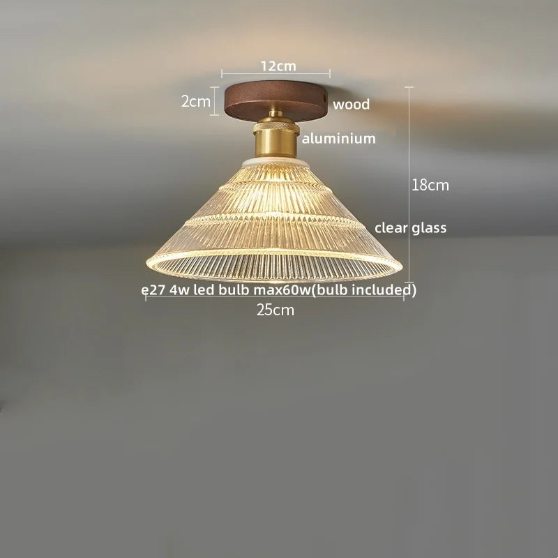 LumoPumpkin – Nordic Pumpkin Glass Ceiling Light with Wooden Base