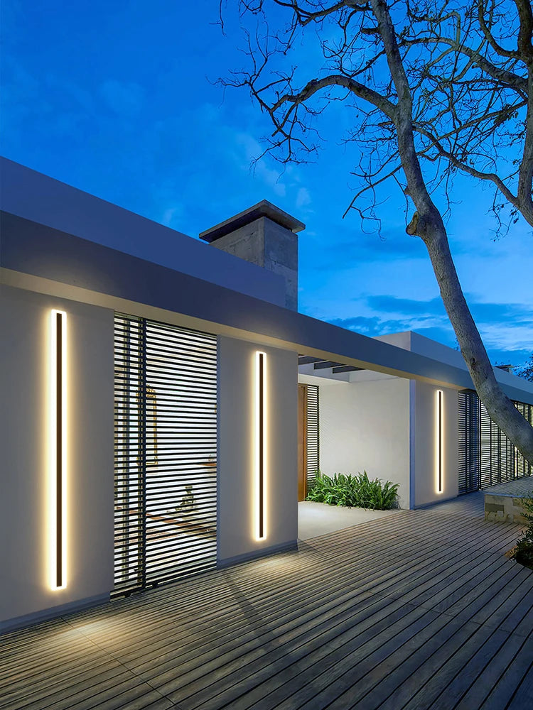 Lumiara – Modern Long LED Outdoor Wall Lamp (Waterproof IP65, Black)