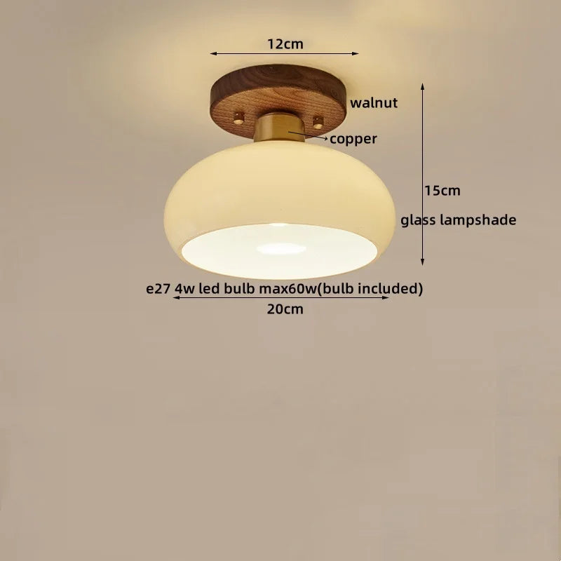 LumoPumpkin – Nordic Pumpkin Glass Ceiling Light with Wooden Base