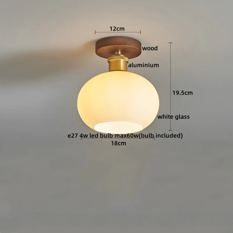 LumoPumpkin – Nordic Pumpkin Glass Ceiling Light with Wooden Base