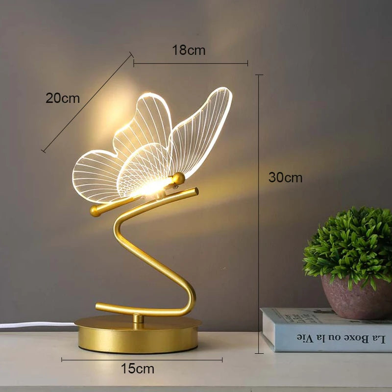 Lumora – Elegant LED Butterfly Table Lamp with Golden Base