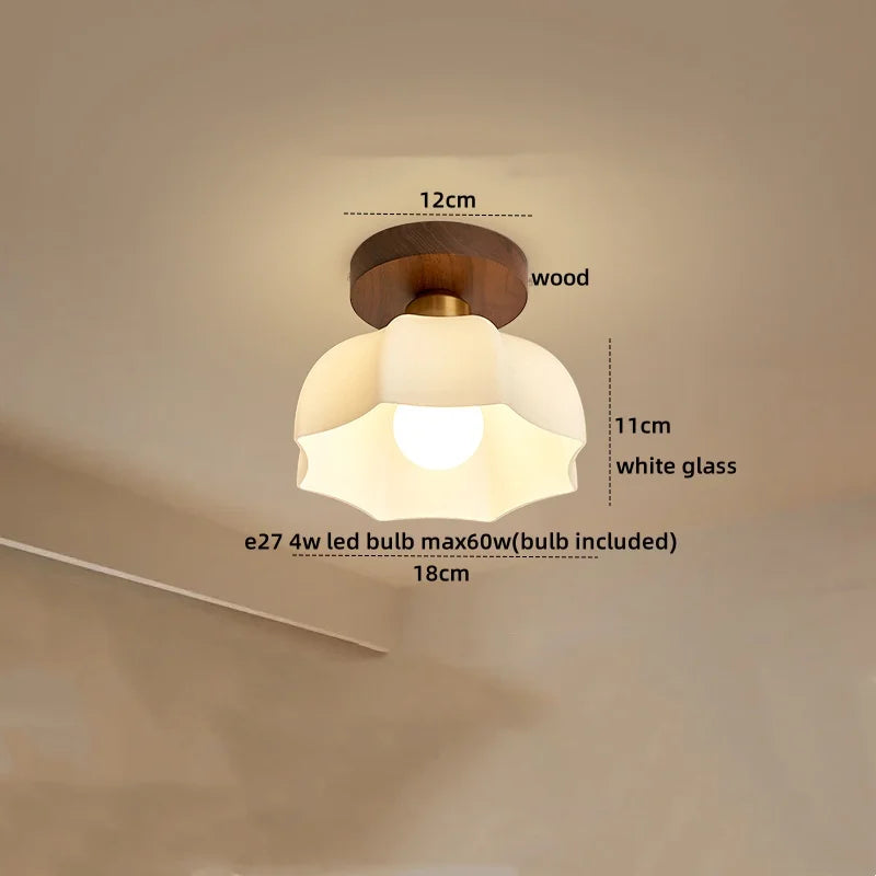 LumoPumpkin – Nordic Pumpkin Glass Ceiling Light with Wooden Base