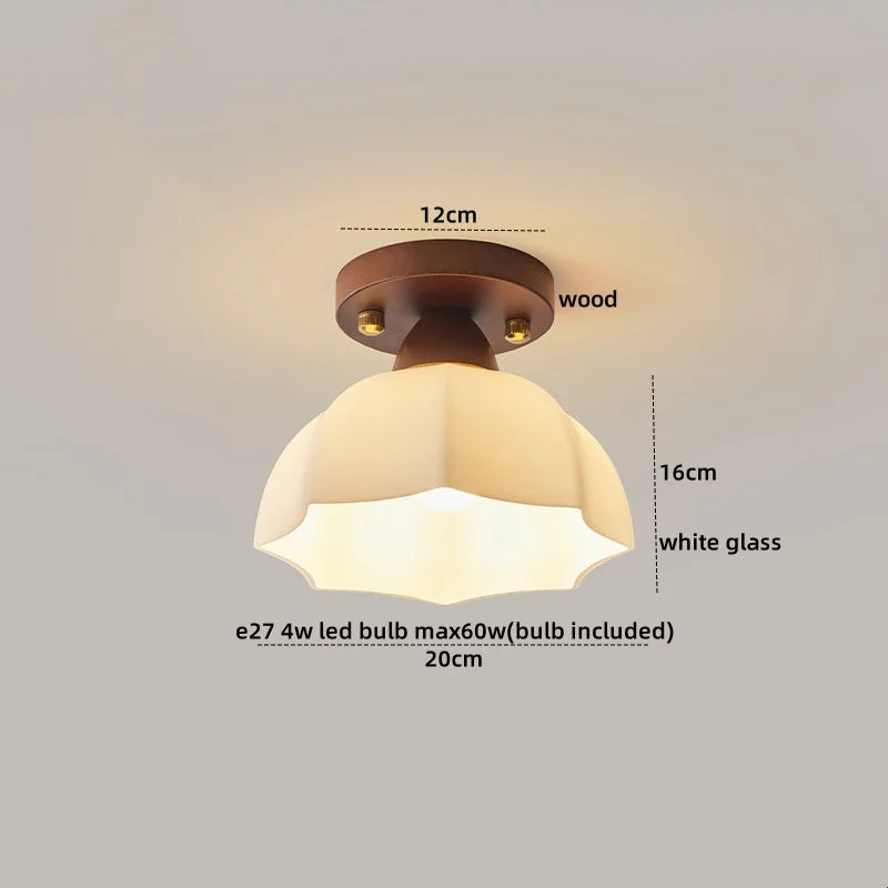 LumoPumpkin – Nordic Pumpkin Glass Ceiling Light with Wooden Base