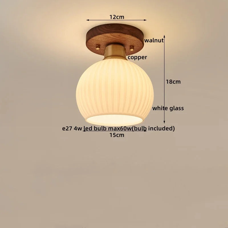 LumoPumpkin – Nordic Pumpkin Glass Ceiling Light with Wooden Base