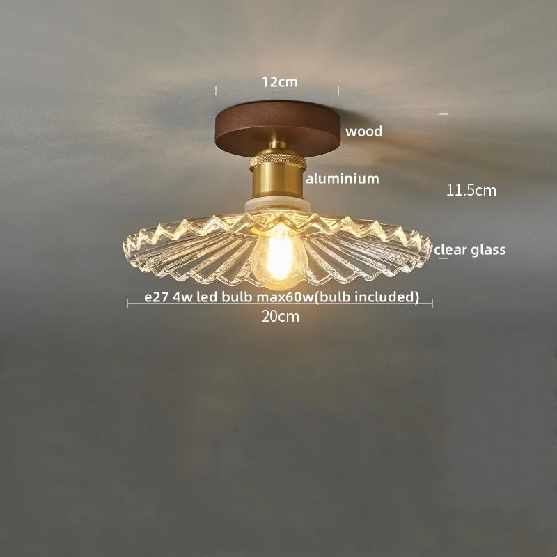 LumoPumpkin – Nordic Pumpkin Glass Ceiling Light with Wooden Base