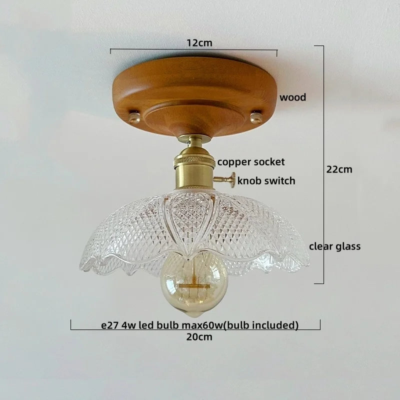 LumoPumpkin – Nordic Pumpkin Glass Ceiling Light with Wooden Base