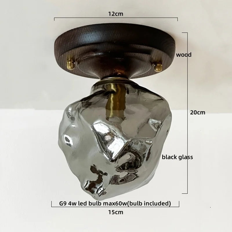 LumoPumpkin – Nordic Pumpkin Glass Ceiling Light with Wooden Base