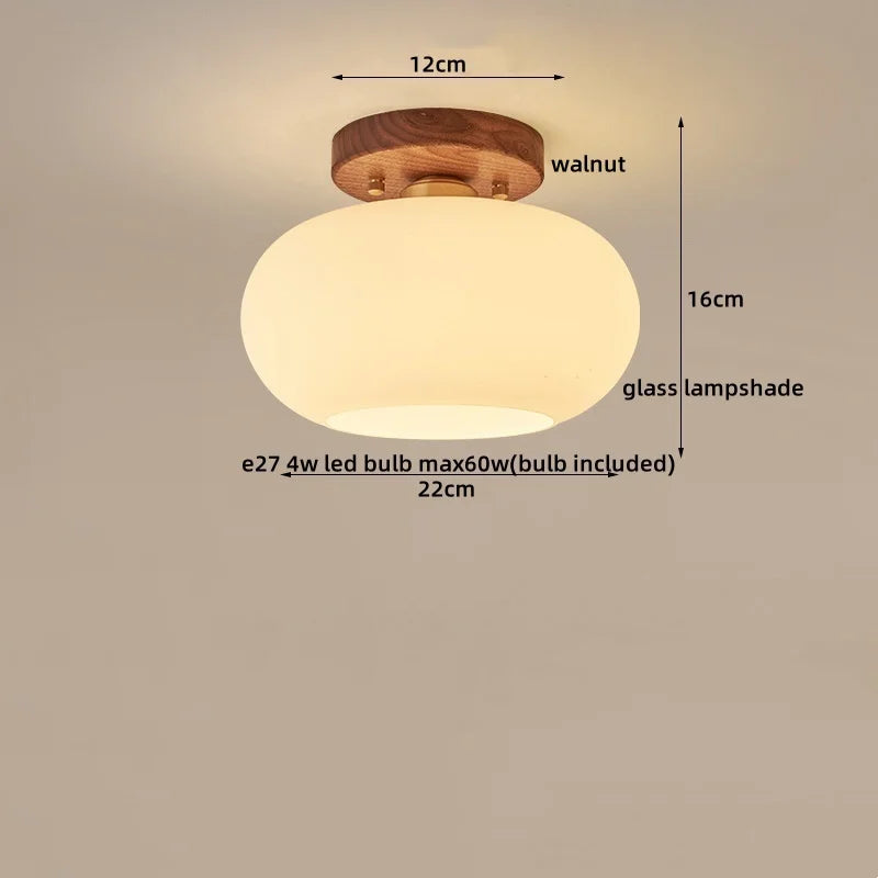 LumoPumpkin – Nordic Pumpkin Glass Ceiling Light with Wooden Base