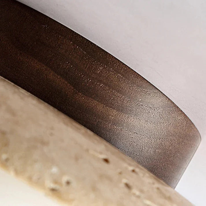 Travara – Minimalist Travertine & Wood LED Ceiling Light