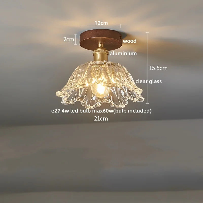 LumoPumpkin – Nordic Pumpkin Glass Ceiling Light with Wooden Base