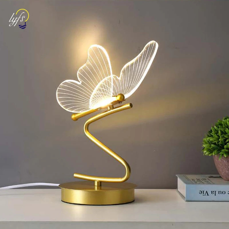 Lumora – Elegant LED Butterfly Table Lamp with Golden Base