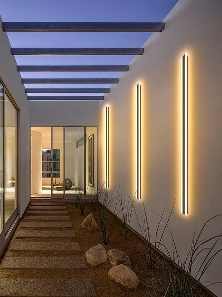 Lumiara – Modern Long LED Outdoor Wall Lamp (Waterproof IP65, Black)