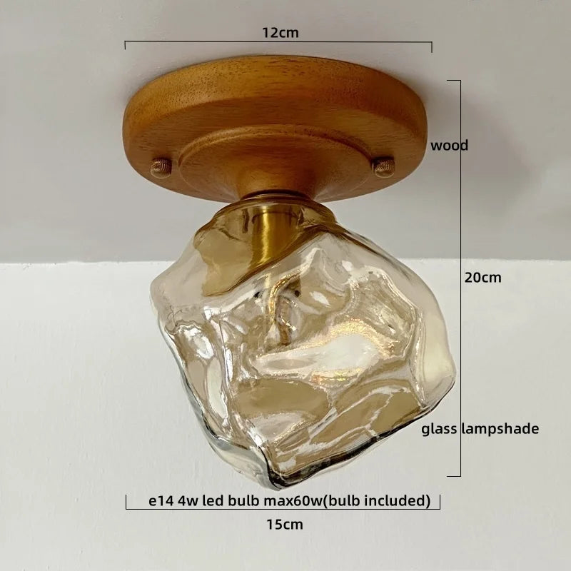 LumoPumpkin – Nordic Pumpkin Glass Ceiling Light with Wooden Base